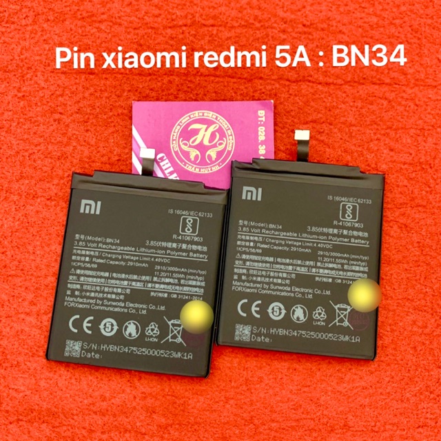 Pin xiaomi redmi 5A zin - kí hiệu trên pin BN34