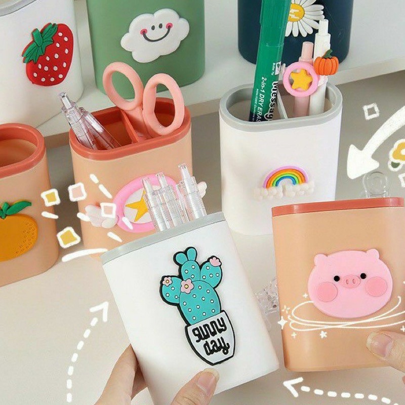 Hộp cắm bút 2 ngăn hình cute siêu hot