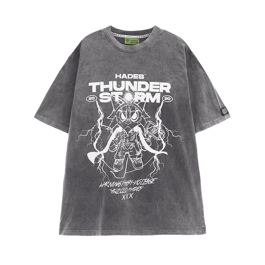 Áo thun Hades Thunder Storm Washed Tee - Áo thun oversize nam nữ AL96