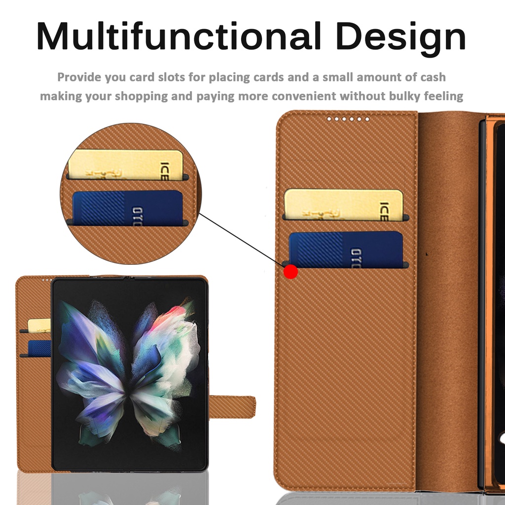 Bao Da PU + PC Cứng Siêu Mỏng Làm Giá Đỡ Chống Trầy Xước Cho Samsung Galaxy Z Fold 3 Z Fold 3