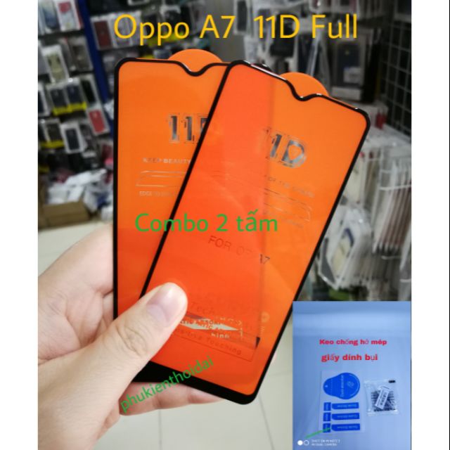 Cường lực 11D Cho Oppo A7 FREESHIP Từ 50k Full màn Full Keo ôm viền 2.5D Đen ( tặng keo chống hở mép )