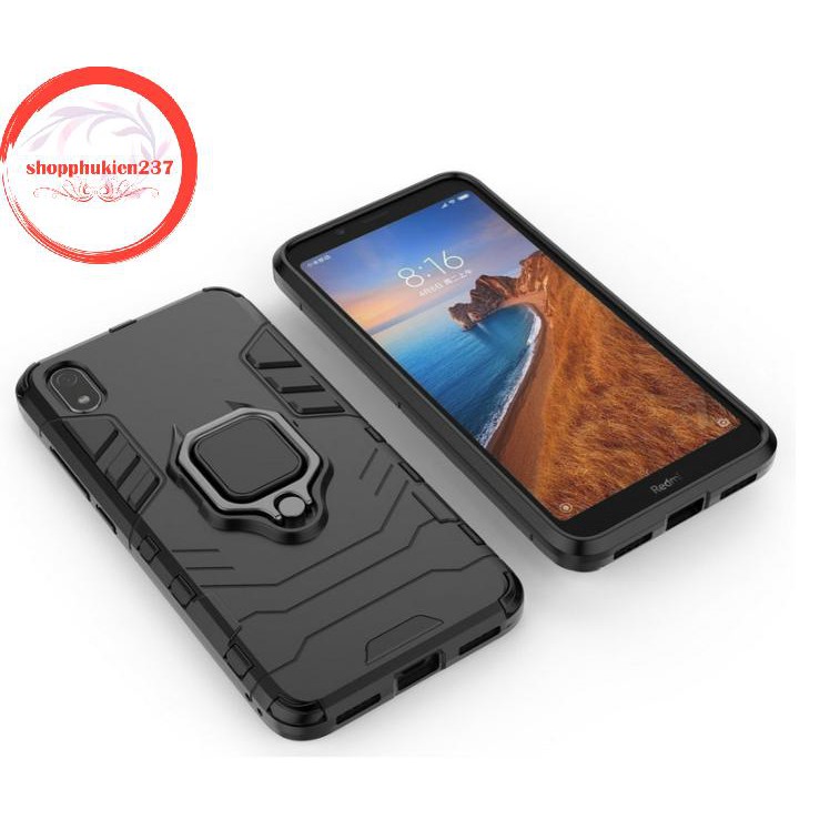 Ốp lưng Xiaomi Redmi 7A Ốp chống sốc Iron Đen Version 3 cao cấp có giá đỡ