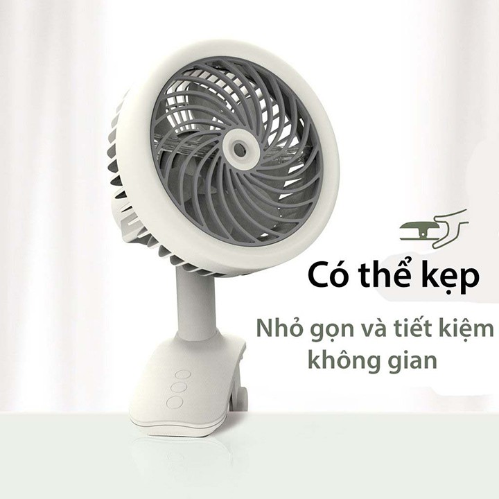Quạt phun sương mini kẹp bàn CLIP FAN 3 chế độ quạt phun sương tích điện đa năng | BigBuy360 - bigbuy360.vn