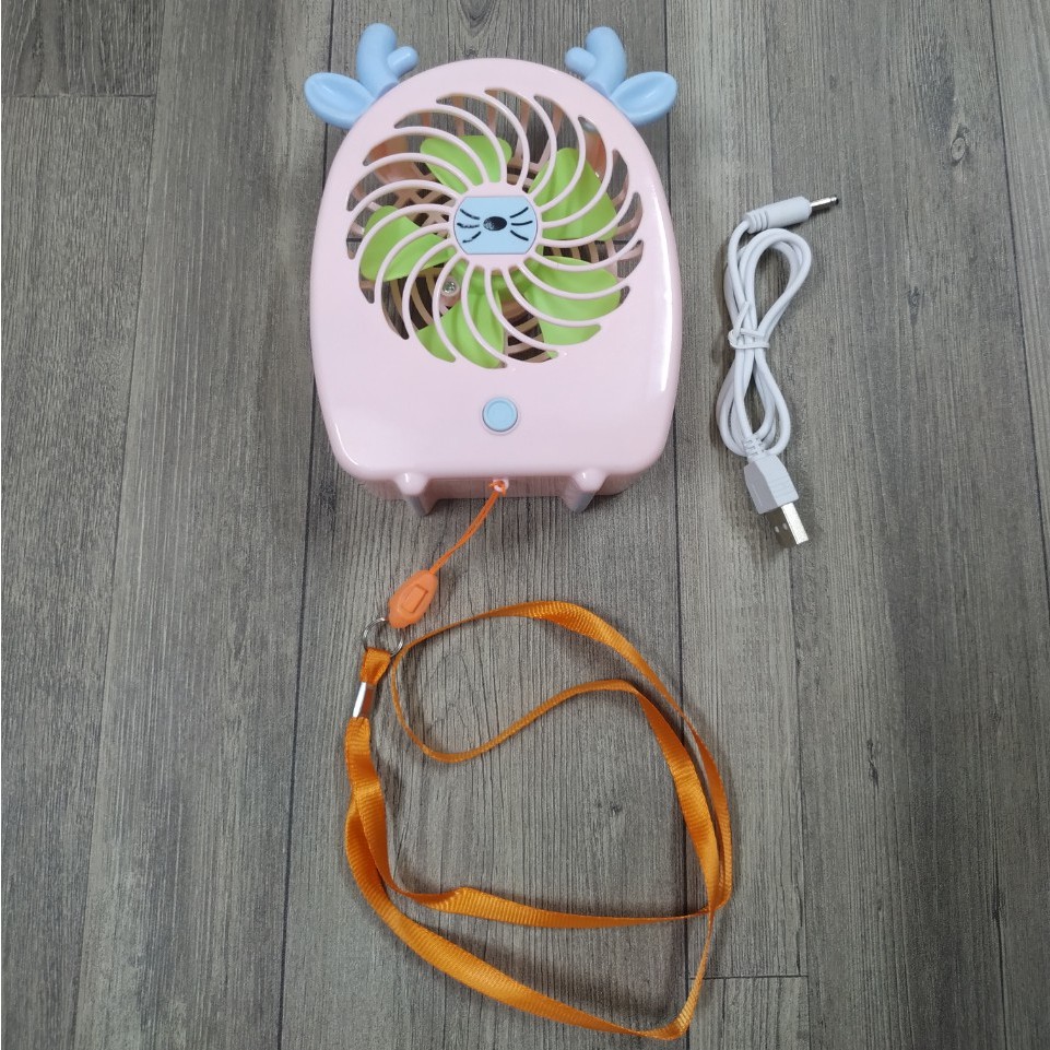 Quạt Cầm Tay Mini Fan Để Bàn Sạc Tích Điện 3 Cấp Độ Gió Hình Thú Siêu Xinh