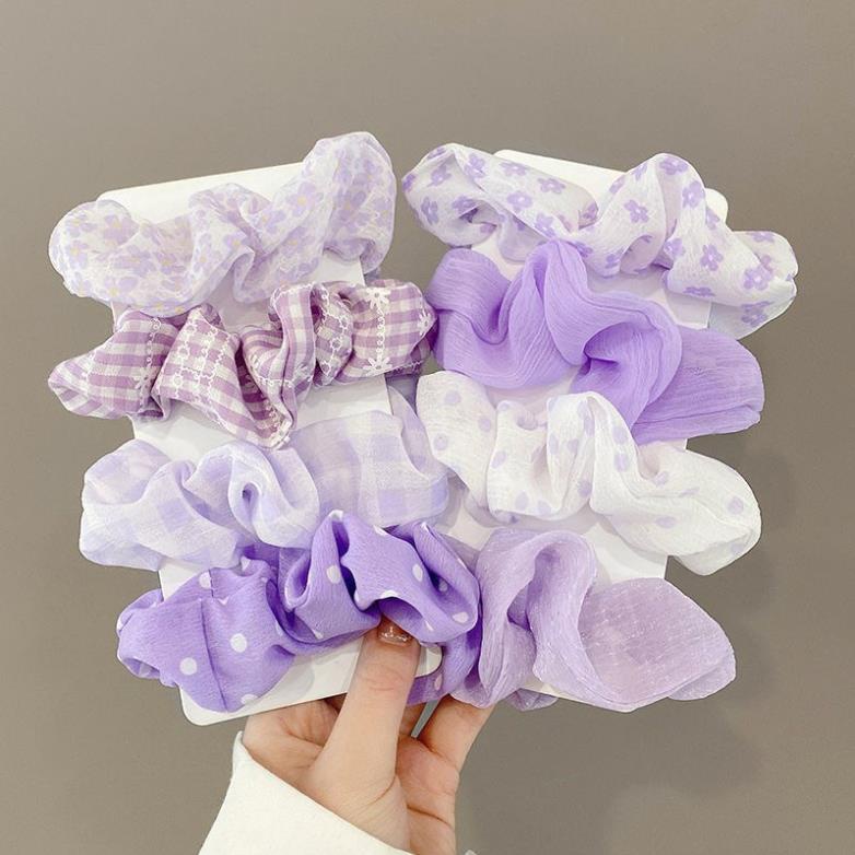 Dây Cột Tóc Co Giãn Màu Tím Xinh Xắn Thời Trang Cho Nữ