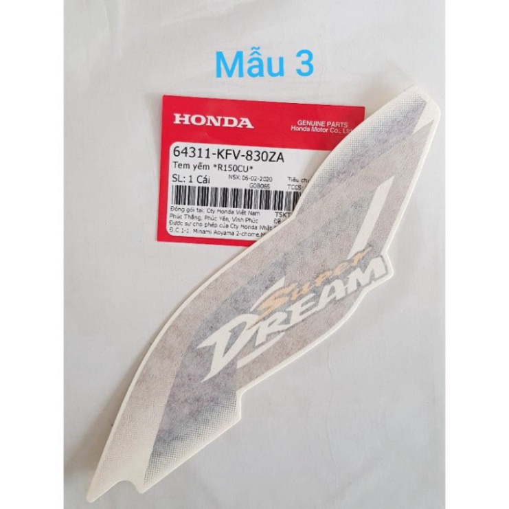 Tem Dán Yếm Xe Dream Zin Đủ Mẫu Mã  - Tem Dán Bửng Xe Cả Dream Thái Và Dream Việt, Super Dream Các Đời