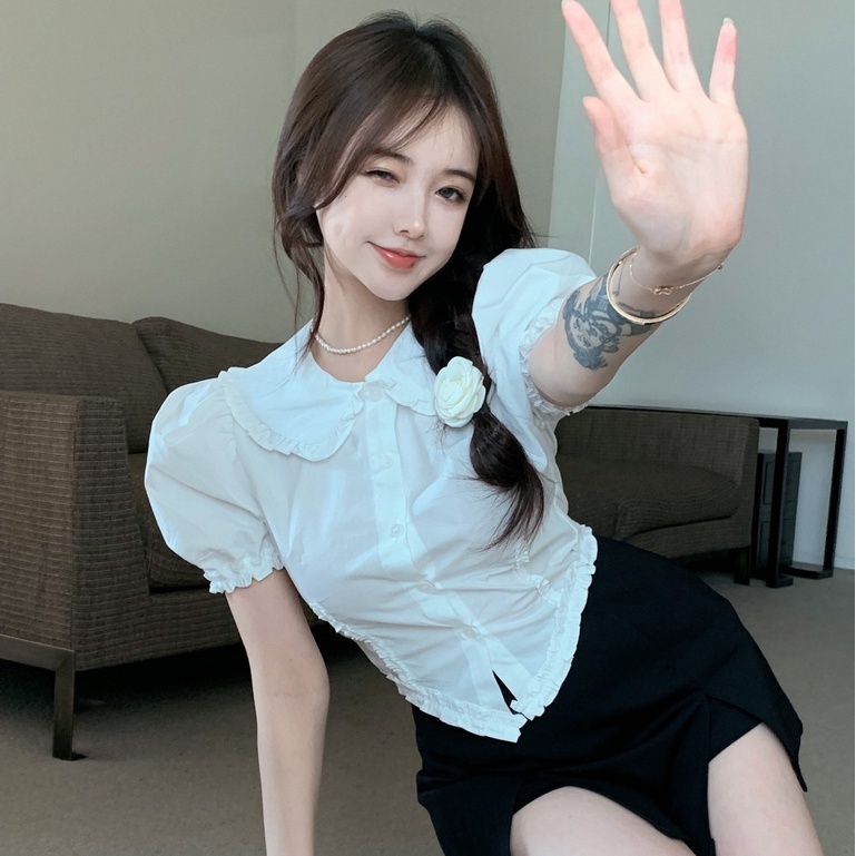 Áo Sơ Mi Tay Ngắn Dáng Ôm Phong Cách Thời Trang Hàn Quốc Dành Cho Nữ