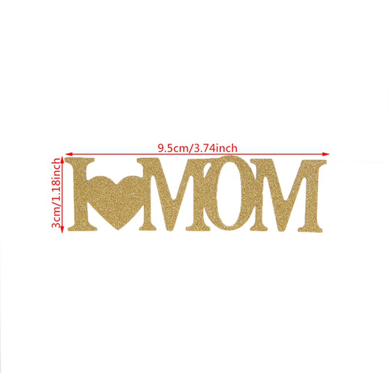 Que cắm trang trí bánh chữ I Love Mom kích thước 9.5 x 3cm