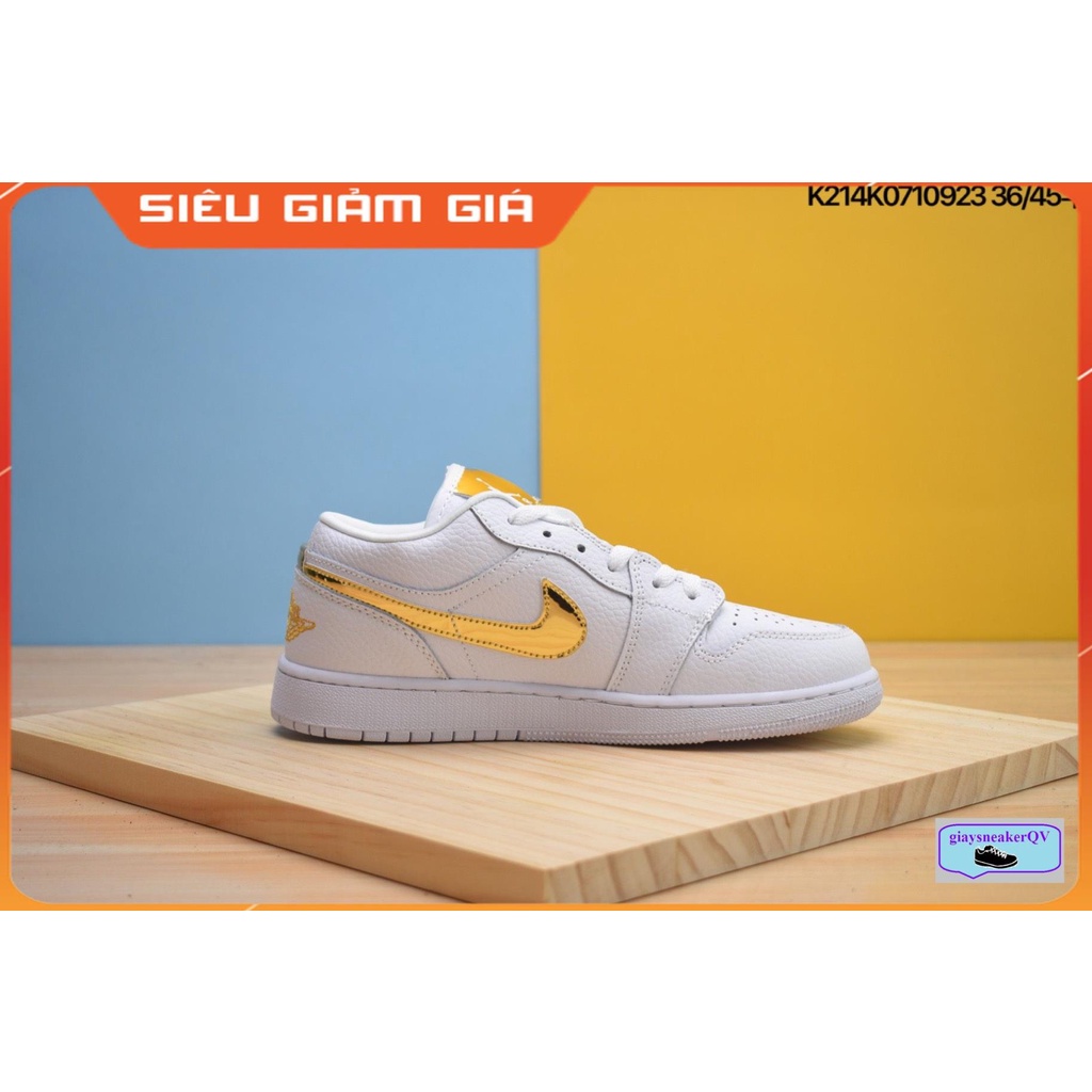 Giày thể thao Jordan 1 Low White Metallic Gold  vàng bóng siêu đẹp, hot hit dành cho nam nữ