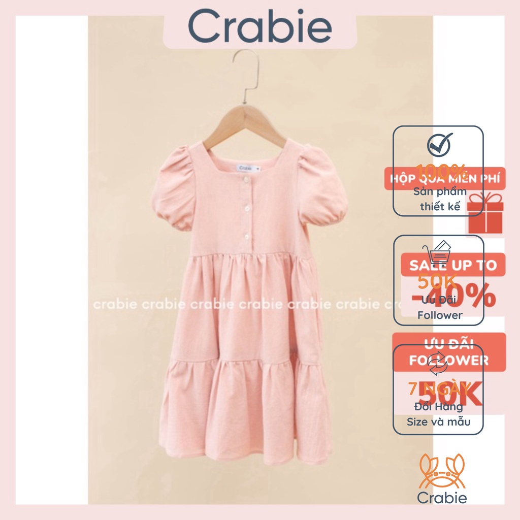 Váy bé gái CRABIE babydoll phân tầng công chúa xinh xắn cho bé 3,4,5,6,7,8,9,10 tuổi - Celena Dress - Hồng Nhạt