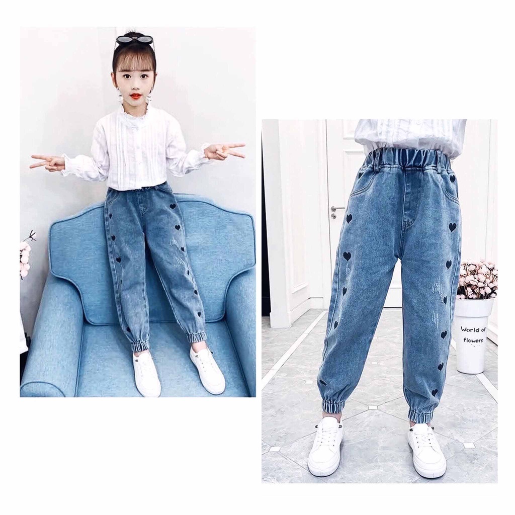 QUẦN JEAN DÀI JOGGER BÉ GÁI