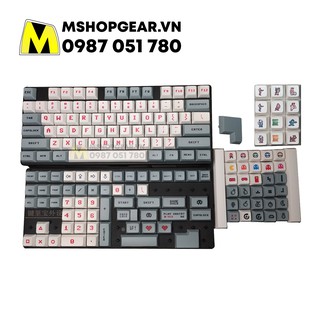 Keycap Gameboy xám trắng chữ đỏ thick pbt xda profile dye-sub 165 keys + 12 keys DLC Kit giá rẻ