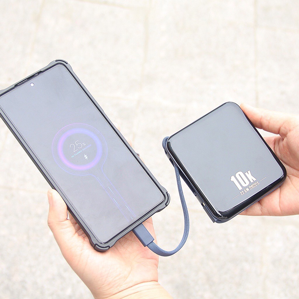 Pin sạc dự phòng 10000mah Remax RPP 285 sạc nhanh 20w và tích hợp 2 dây sạc, có 2 đèn pin led