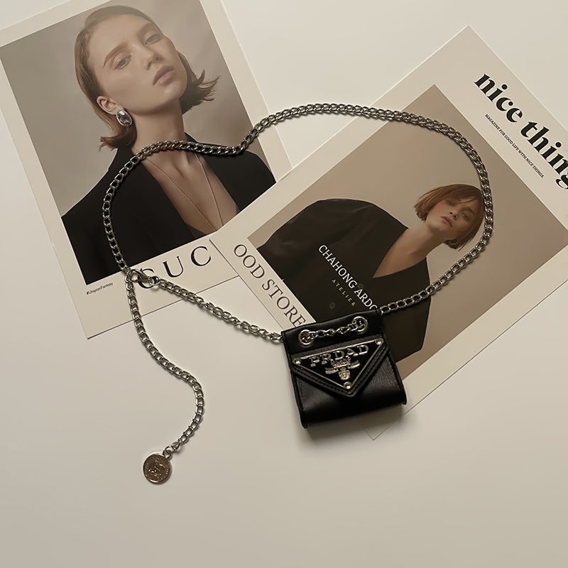 Túi Đeo Hông mini Phối Dây Xích Phong Cách Chanel Thời Trang