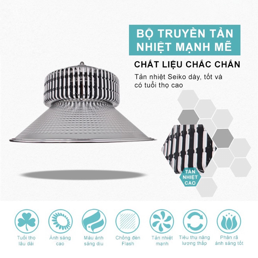 Đèn Led pha xưởng chụp đèn tròn ánh sáng trắng