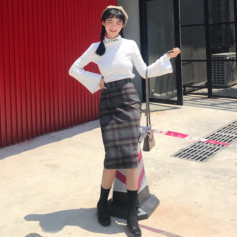 (Hàng Quảng Châu) Chân Váy Dạ Kẻ Phong Cách Retro Hàn Quốc(Đủ size Order) | BigBuy360 - bigbuy360.vn