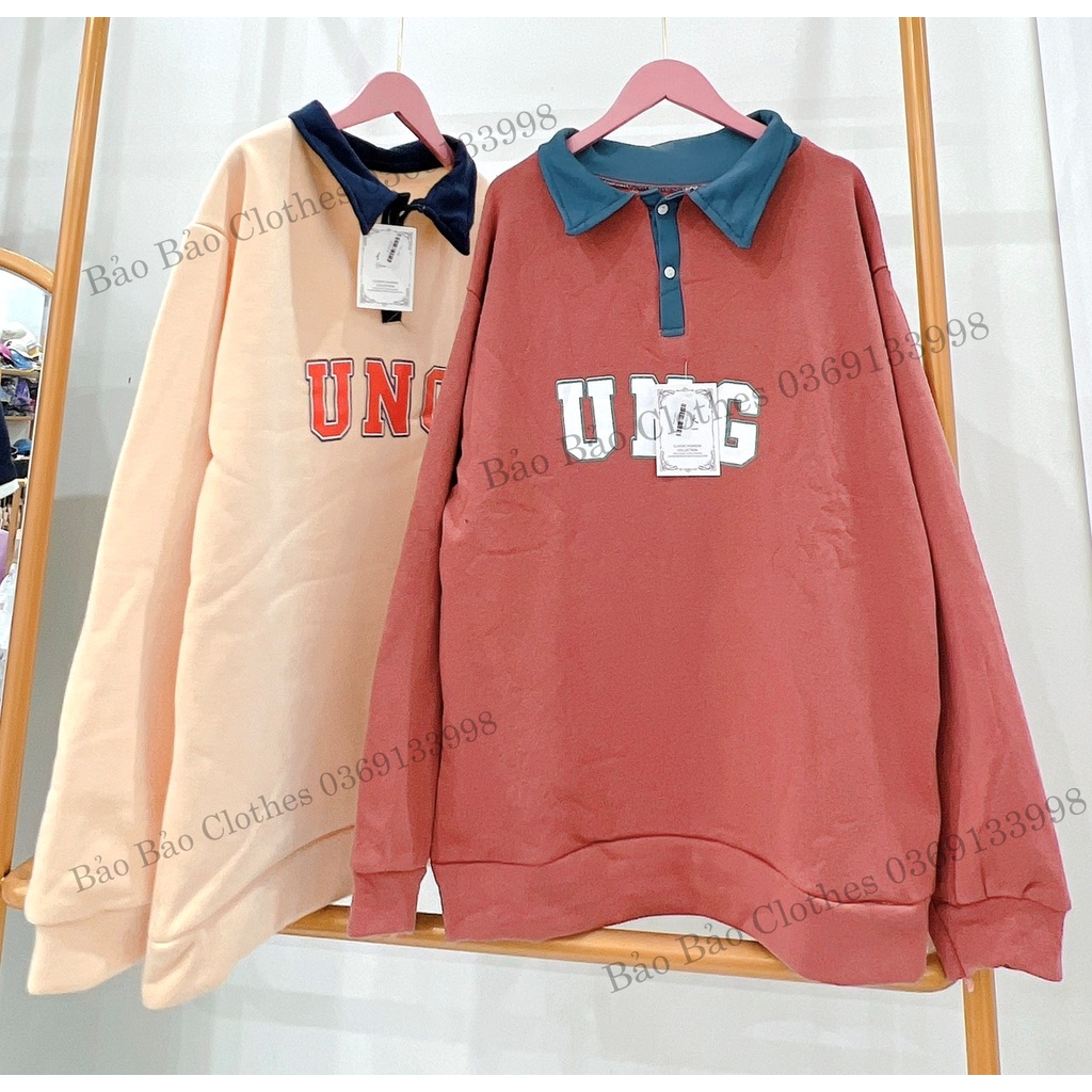 Áo Thun Polo Cổ Bẻ Dài Tay UNG Dáng Rộng Unisex Nam Nữ Chất Đẹp Uzzlang