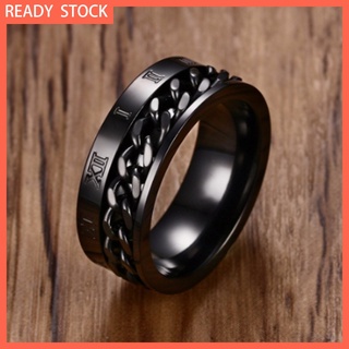 Nhẫn Thép Không Gỉ 8mm Màu Vàng / Bạc / Đen Có Xoay Dành Cho Nam