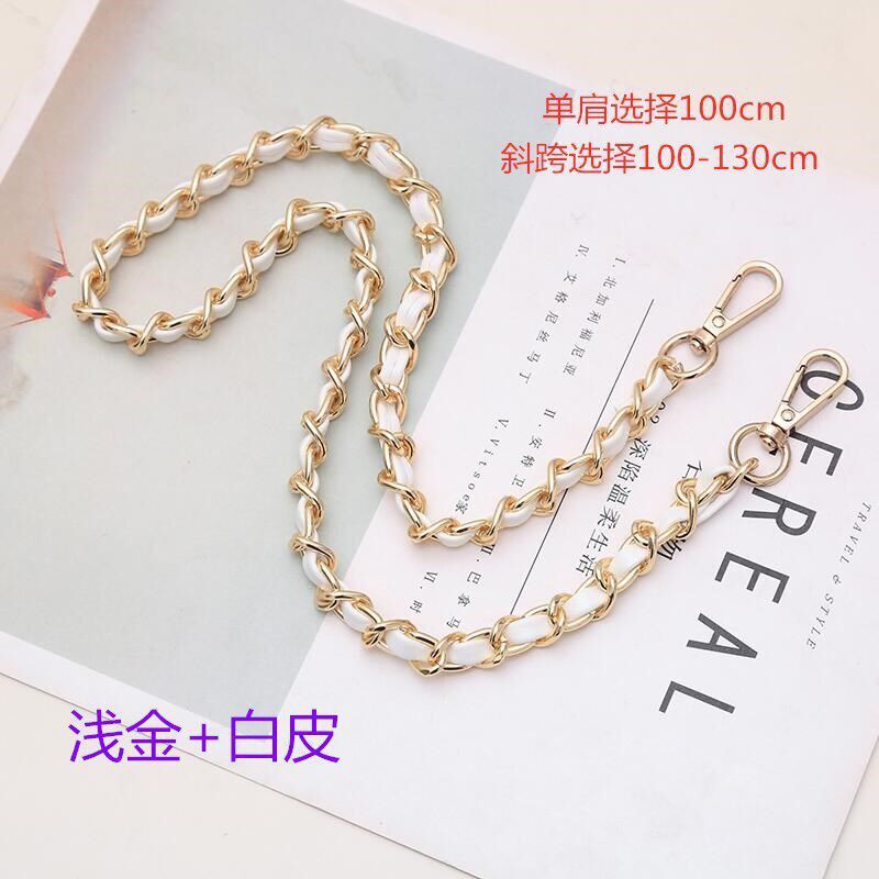 Dây đeo vai / đeo chéo chiều dài 70-100 dạng chuỗi xích bằng kim loại phối da dùng thay thế cho túi xách nữ