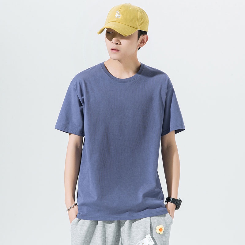 Áo Thun Tay Ngắn Cổ Tròn Màu Sắc Đơn Giản Chất Liệu Cotton Cao Cấp Thời Trang Cho Nam