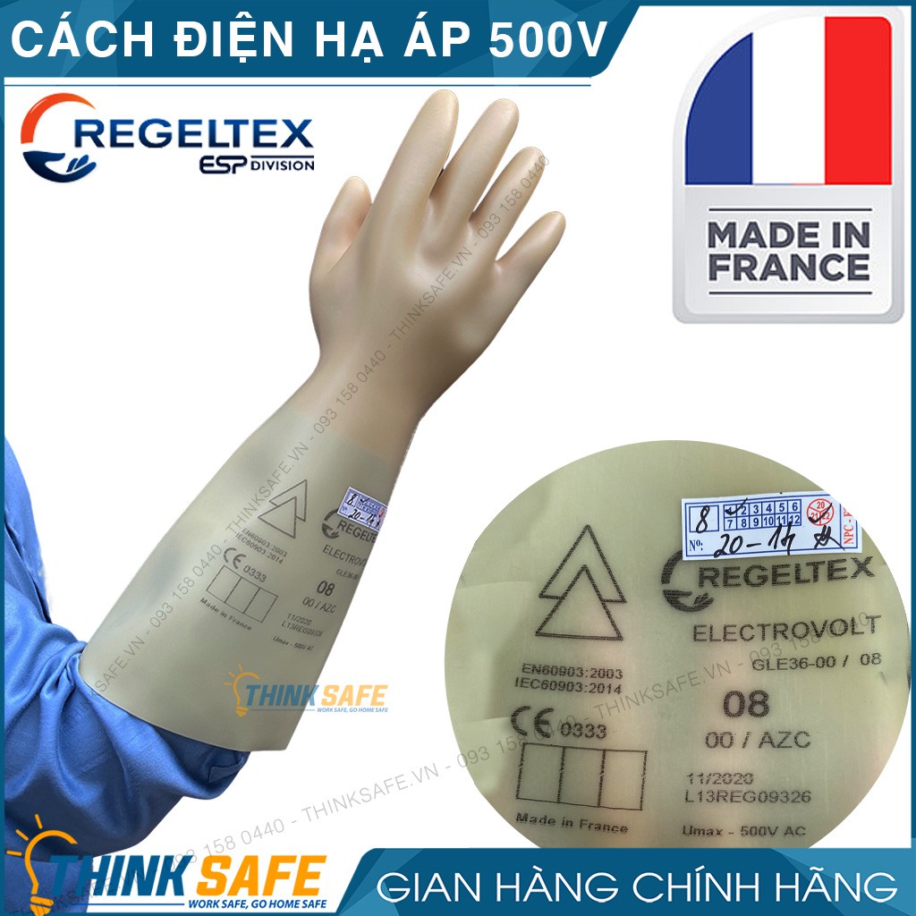 Găng tay cách điện hạ áp Regeltex Thinksafe, bao tay cách điện hạ áp 500v, đảm bảo an toàn, có giấy kiểm định từ đôi