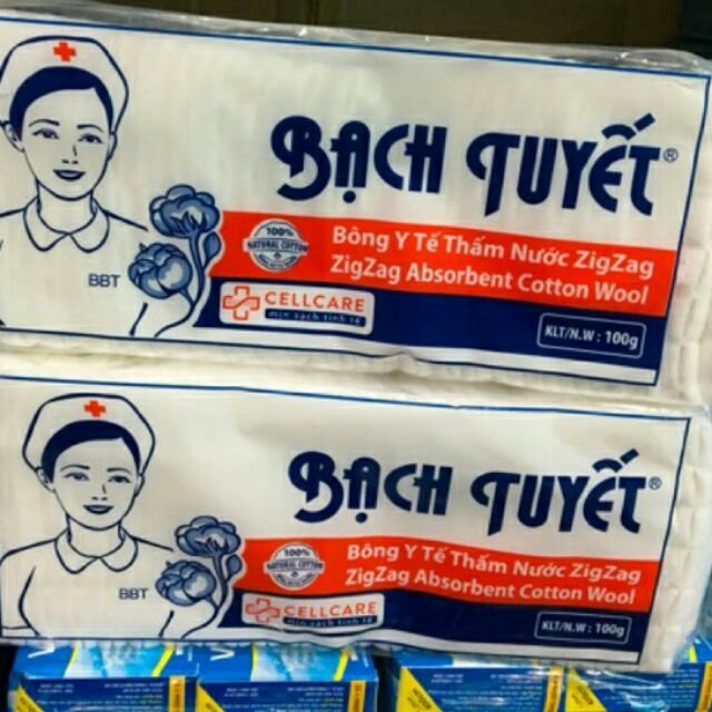 BÔNG Y TẾ BẠCH TUYẾT CẮT MIẾNG 100G