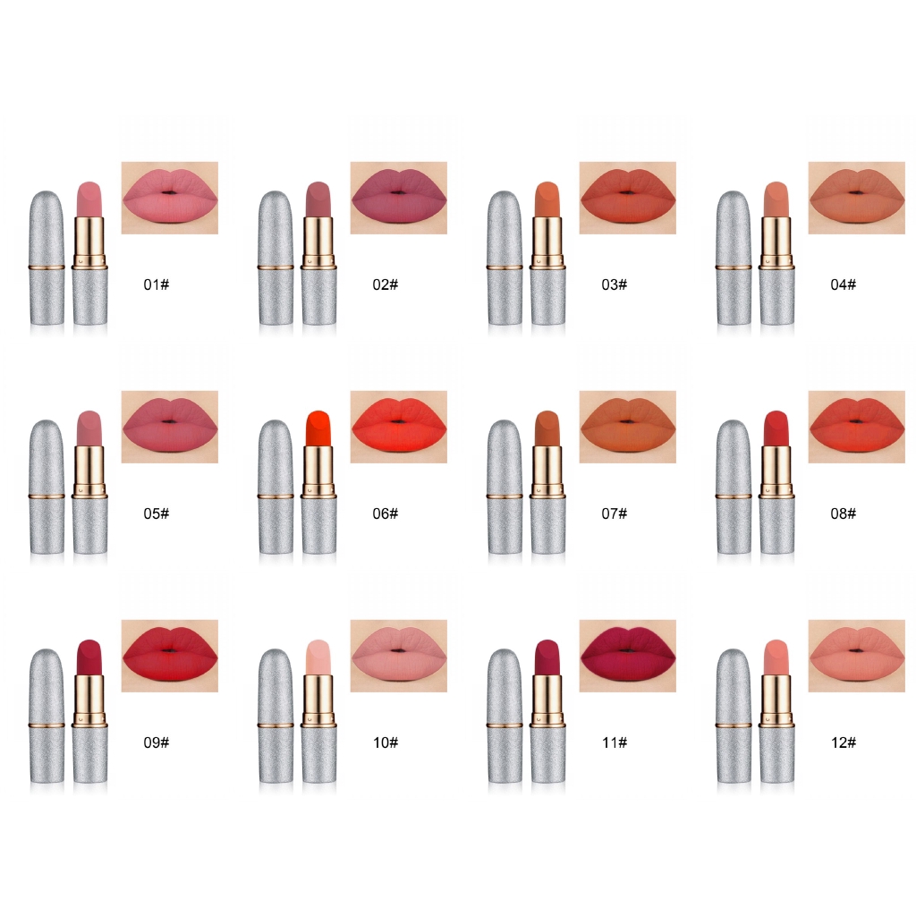 [Hàng mới về] Thỏi son lì dưỡng ẩm môi gồm 12 màu sắc tùy chọn | BigBuy360 - bigbuy360.vn