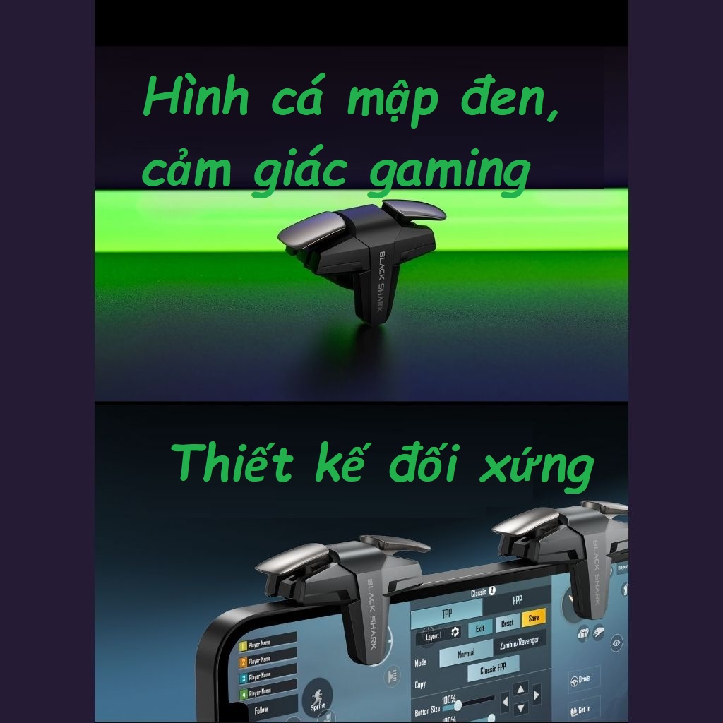 Nút hỗ trợ pubg, ff, rol,...Phụ kiện chơi game ff nút bấm vật vật lí trigger black shark gaming - Tặng bao tay chơi game