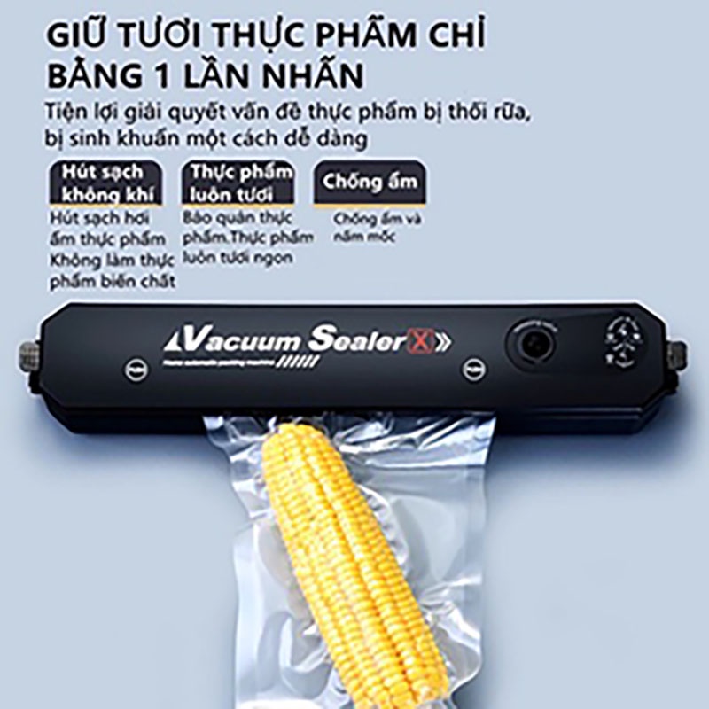 [Giảm Giá Sock] Máy Hút Chân Không Thực Phẩm Kèm Hàn Miệng Túi, Tặng Kèm 10 Túi Hút, Bảo Hành 2 Năm, Dụng Cụ Nhà Bếp