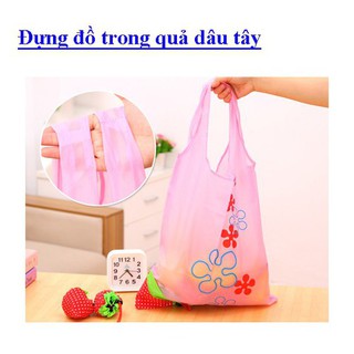 Túi đựng đồ đi chợ hình quả dâu tây gấp gọn tiện lợi xinh xinh đáng iu