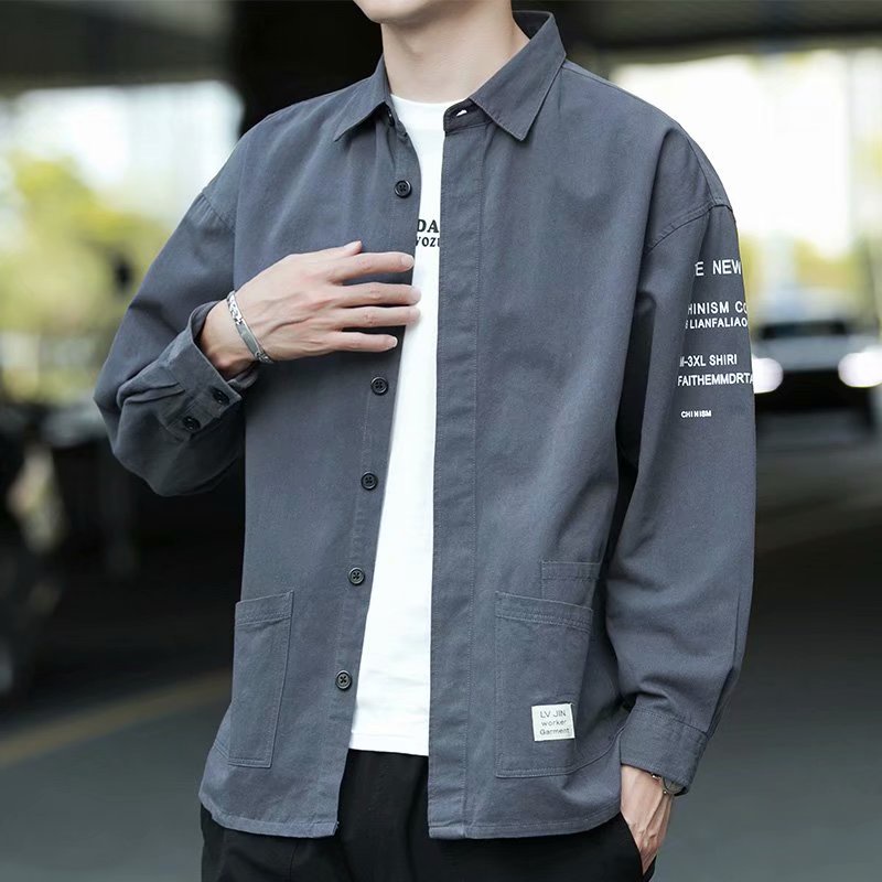 Áo khoác sơ mi tay ngắn phong cách Hong Kong thời trang mùa hè mới cho nam và nữ size M-3XL