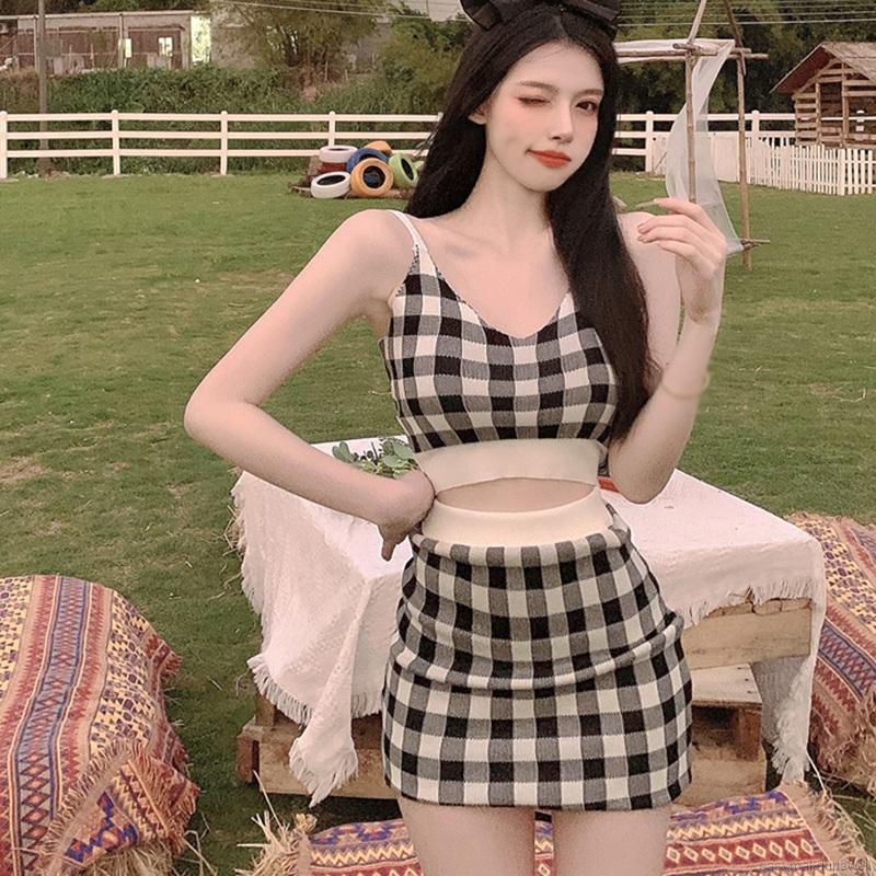 Set Áo Hai Dây Và Chân Váy Dệt Kim Phong Cách Hàn Quốc Cho Nữ | BigBuy360 - bigbuy360.vn