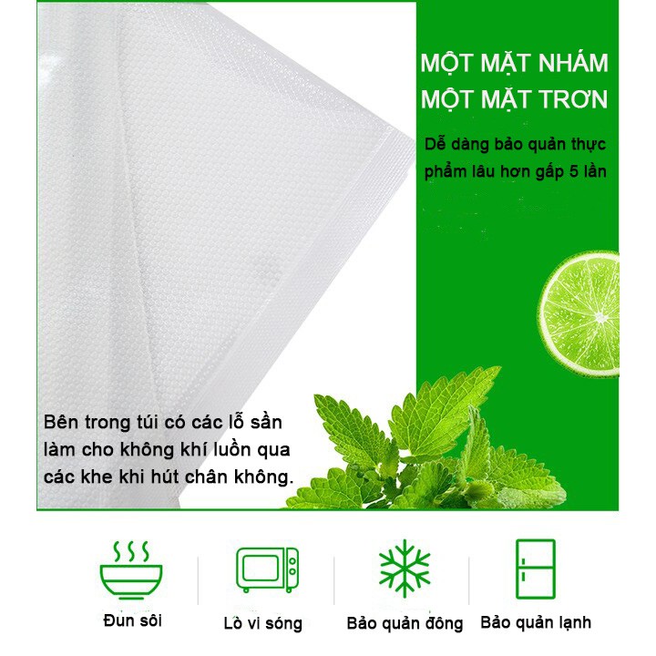 Bộ 100 Túi Một Mặt Nhám Hút Chân Không 15x20cm