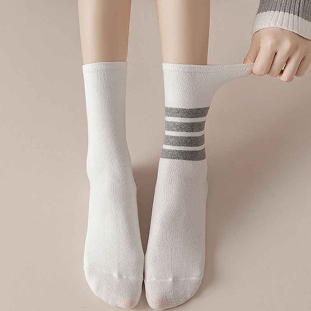 Vớ cotton cổ vừa họa tiết kẻ sọc màu trơn phong cách Harajuku thời trang Hàn Quốc cho nữ