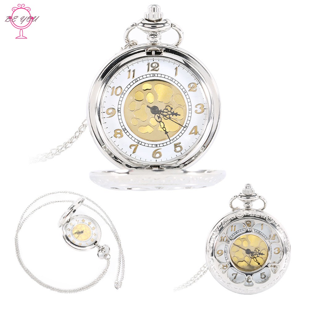 Đồng hồ quả quýt chạm khắc hình bông hoa phong cách vintage