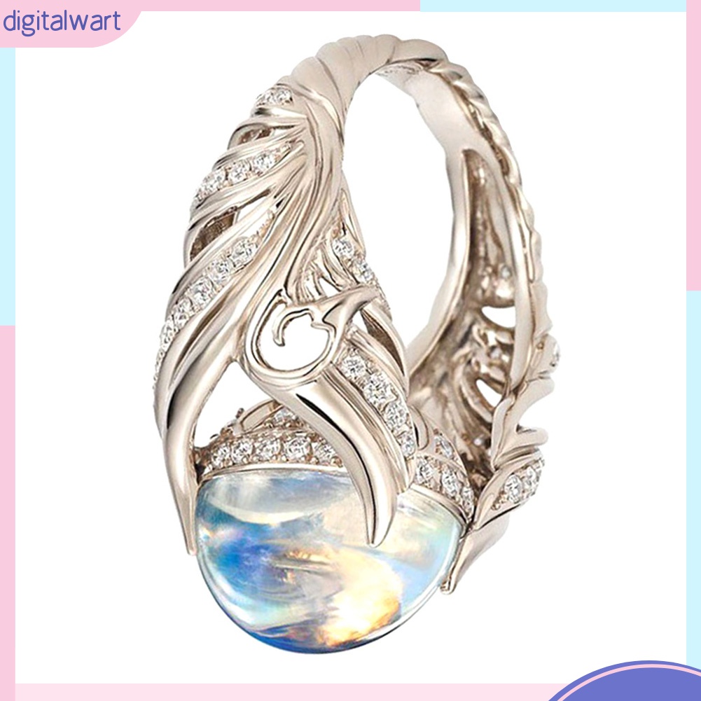 Nhẫn Đính Đá Mặt Trăng Nhân Tạo Thời Trang Dành Cho Nữ