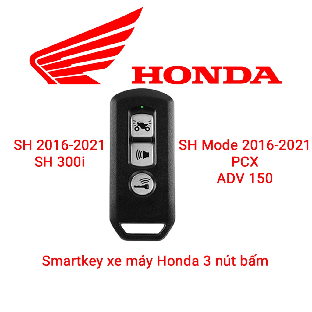 Bao da bọc chìa khóa smartkey xe máy Honda SH SH Mode Sh 300i PCX ADV 150 3 nút bấm khâu tay móc đen SH