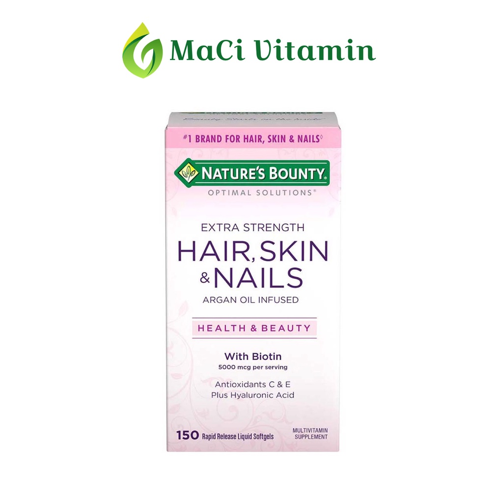 Viên uống da tóc móng Nature’s Bounty Giúp Da căng bóng Giảm rụng tóc 150 viên MaCi