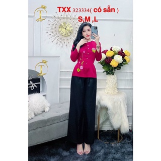 SÉT BỘ BÀ BA THÊU SEN VẢI LỤA MỀM,MỊN