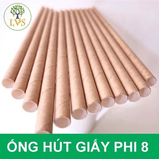 Ống hút giấy phi 8 màu nâu, trắng
