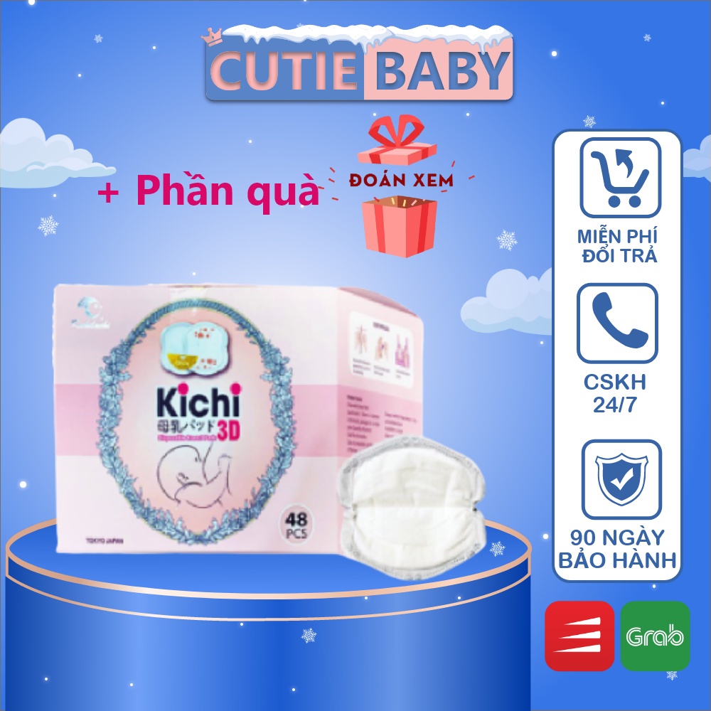 Miếng Lót Thấm Sữa Kichilachi Hộp 108 và 48 Tấm Dán Cho Mẹ, Siêu Thấm, Siêu Dính, Siêu Mỏng, Chống Tràn - Dùng Một Lần