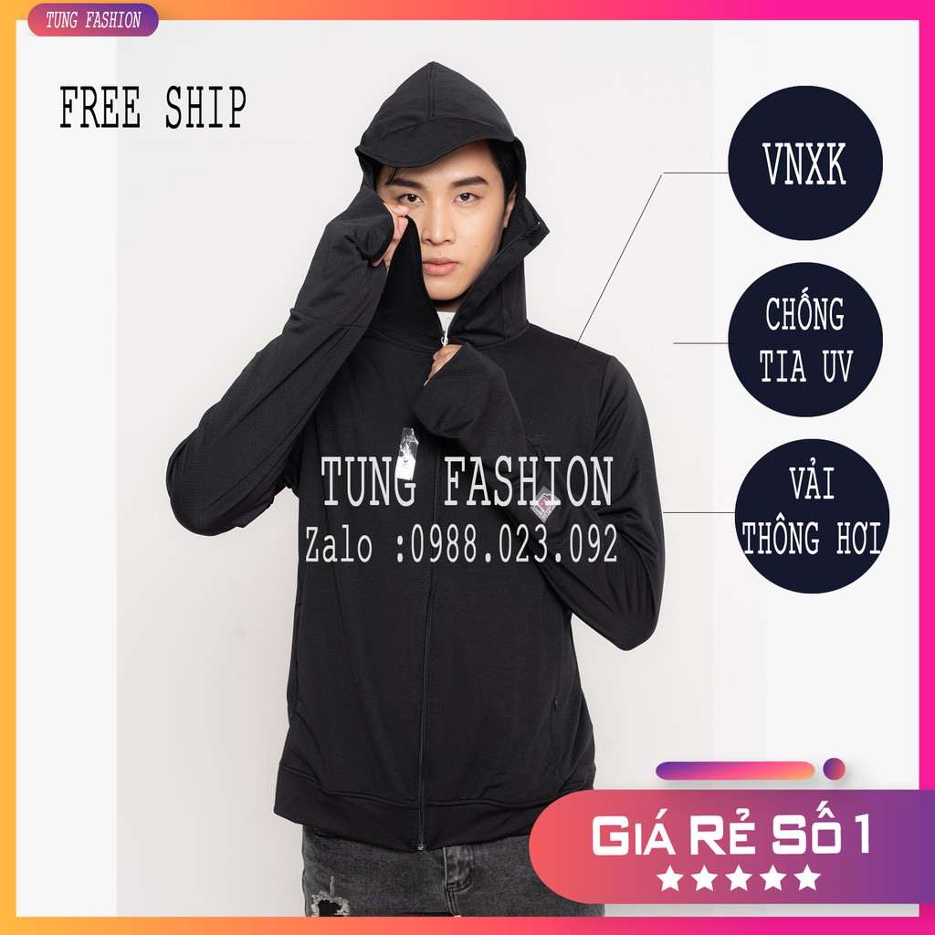 [CỰC RẺ] Áo Chống Nắng Màu Đen Cho Nam | Chất Liệu Vải Thông Hơi Kim Cương Siêu Mát
