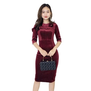 Đầm nhung dự tiệc sang trọng Emvy chất liệu nhung kim tuyến cao cấp K17