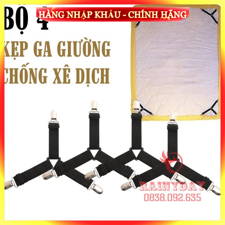 [ Chuẩn Loại 1 ] Bộ kẹp ga giường cao cấp - kẹp drap giường nệm giữ cố định chống xê dịch tụt góc