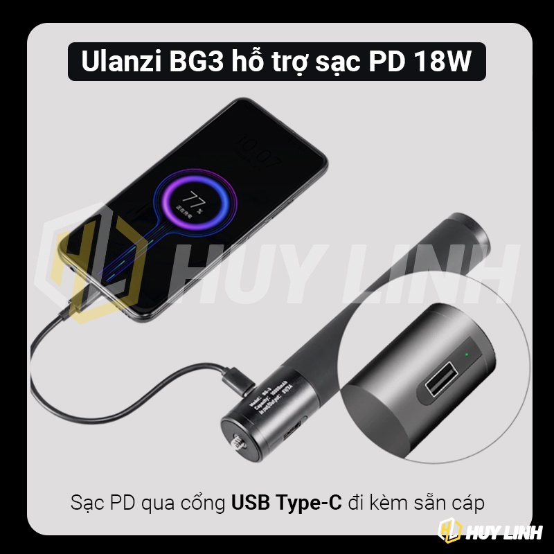 Ulanzi BG3 Pin 10,000 Mah - Tay cầm kiêm pin sạc dự phòng cho Spotcam, điện thoại, máy ảnh