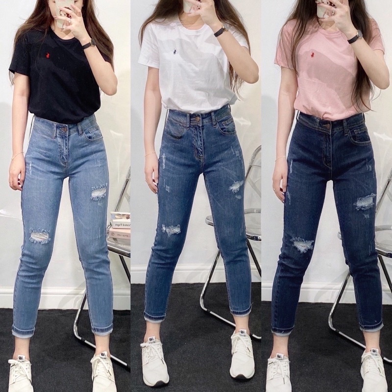 Áo thun trơn basic cổ tròn thêu logo ngựa nhiều màu vnxk