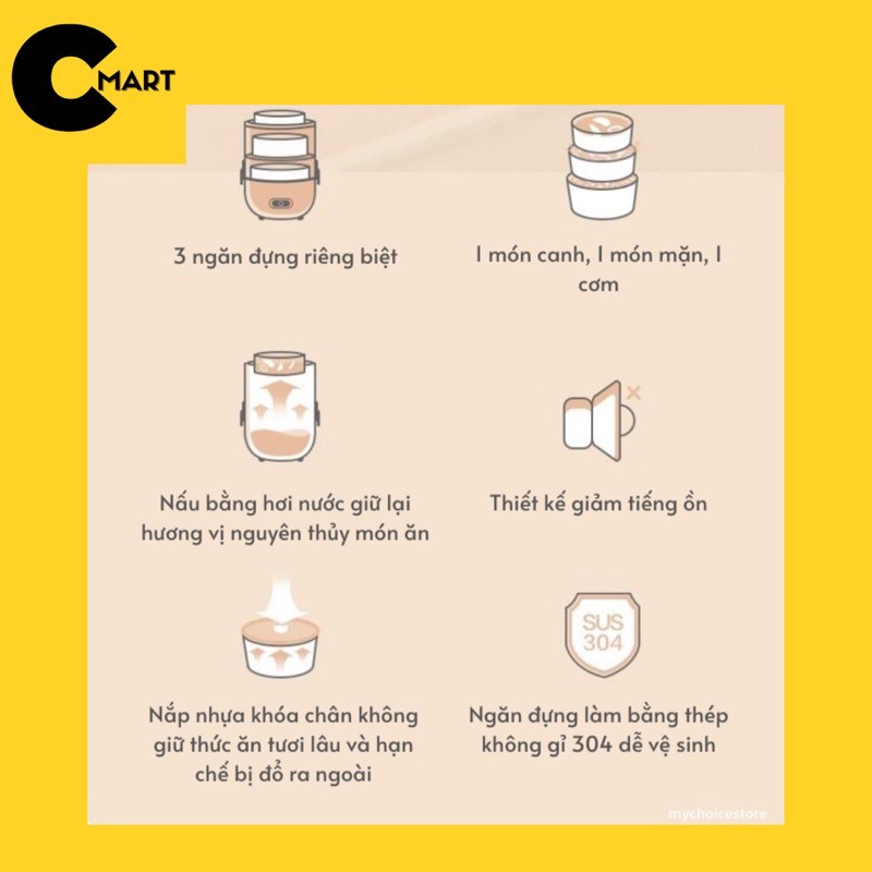 Hộp cơm cắm điện hâm nóng đa năng văn phòng Bear DFH-B15N1 ảnh thật [CMART.COM.VN] | BigBuy360 - bigbuy360.vn