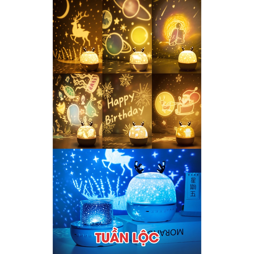 Đèn ngủ chiếu sao 3D, đèn ngàn sao chiếu trần xoay tự động kèm phát nhạc | BigBuy360 - bigbuy360.vn