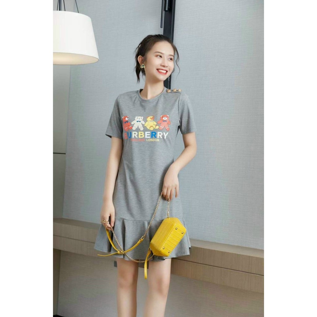 HÀNG QC - ĐẦM SUÔNG THUN ĐUÔI CÁ HỌA TIẾT GẤU SIÊU CUTE - ZCT136365