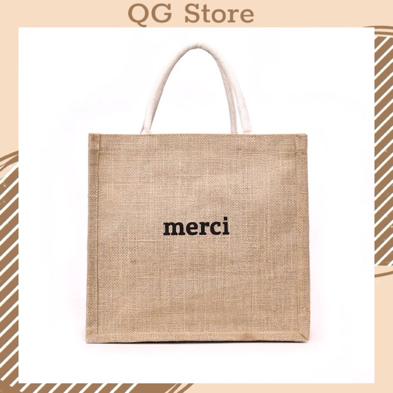 Túi Cói Túi Đi Biển Merci Thời Trang Rộng Rãi Đựng Cả Thế Giới